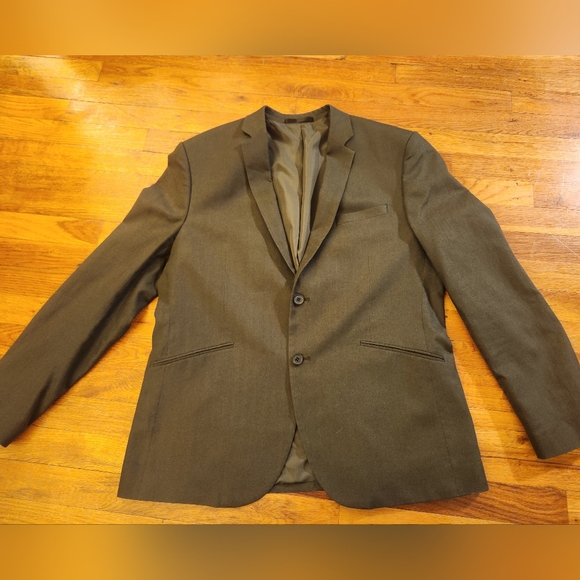 Primark Olive Green Men's Linen & Cotton Slim Cut Single Breasted Suit Size 46R - Picture 2 of 16